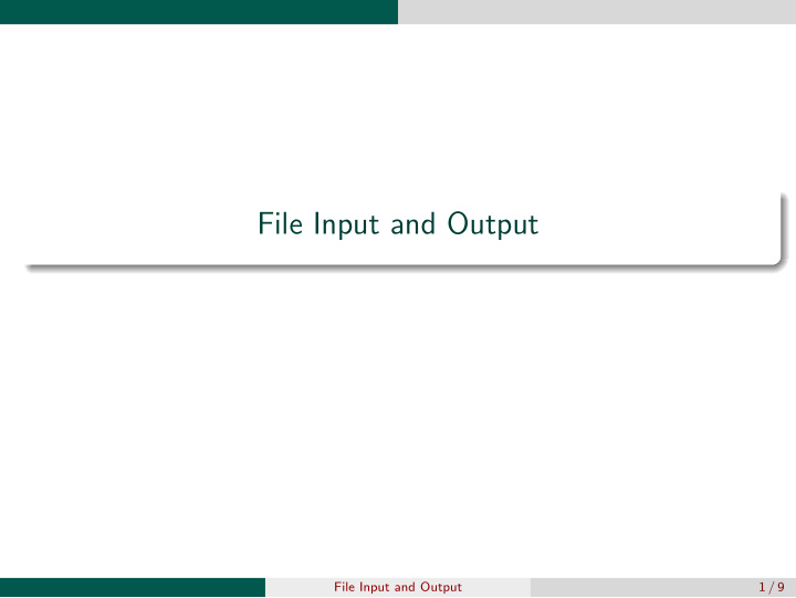 file input and output