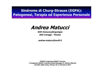Andrea Matucci  SOD Immunoallergologia  AOU Careggi - Firenze  andrea.matucci@unifi.it  XXXIII