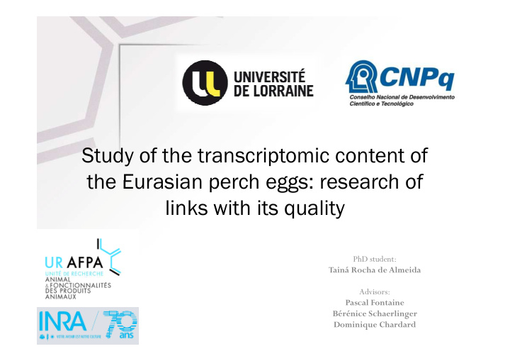 study of the transcriptomic content of the eurasian perch