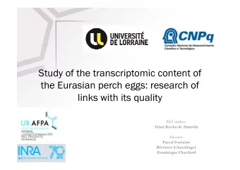 Study of the transcriptomic content of  the Eurasian perch eggs: research of  the Eurasian perch