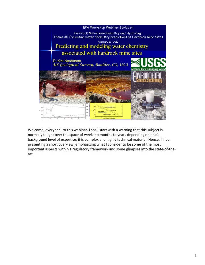 predicting and modeling water chemistry predicting and