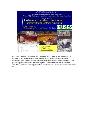 Predicting and modeling water chemistry  Predicting and modeling water chemistry  associated with