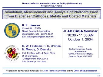 Simulation, Measurement and Analysis of Photoemission  Simulation, Measurement and Analysis of