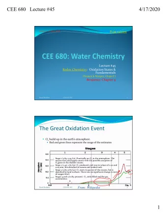 The Great Oxidation Event  O 2 build  up in the earths atmosphere.  Red and green lines