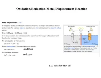 Oxidation/Reduction Metal Displacement Reaction  oxidation  reduction  1.10 Volts for each cell