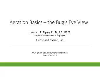 Aeration Basics  the Bugs Eye View  Leonard E. Ripley, Ph.D., P.E., BCEE  Senior