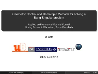 Geometric Control and Homotopic Methods for solving a  Bang-Singular problem  Applied and Numerical
