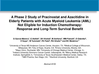 A Phase 2 Study of Pracinostat and Azacitidine in  Elderly Patients with Acute Myeloid Leukemia