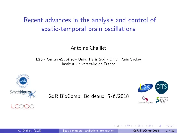 recent advances in the analysis and control of spatio