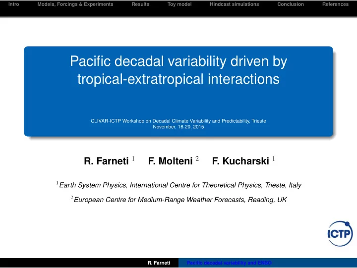 pacific decadal variability driven by tropical