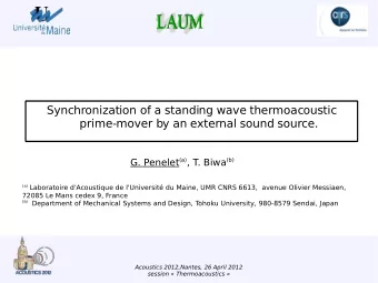 Synchronization of a standing wave thermoacoustic  prime-mover by an external sound source. G.