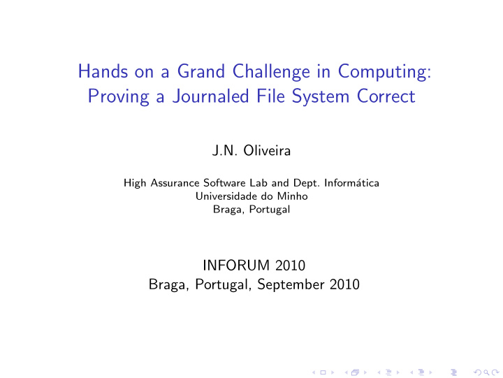 hands on a grand challenge in computing proving a