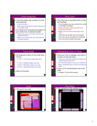 Final Assembly  Chip Core  Your final project chip consists of a core  The Chip Core is