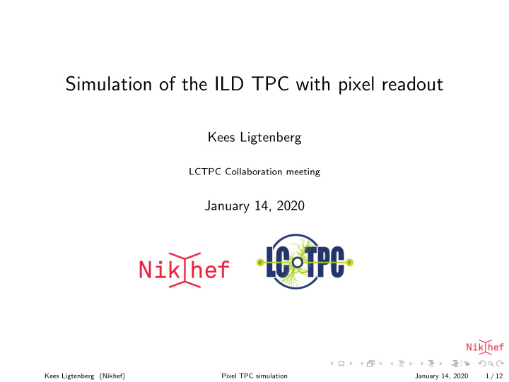 simulation of the ild tpc with pixel readout