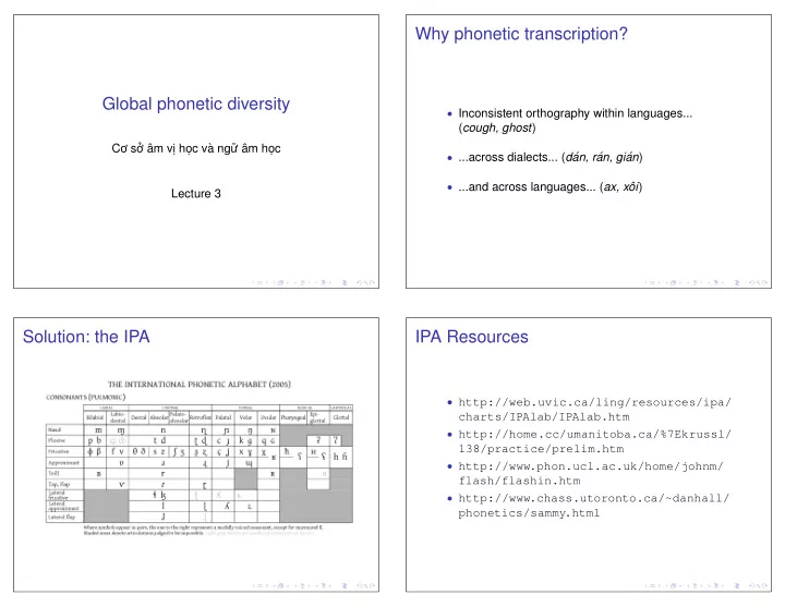 why phonetic transcription global phonetic diversity