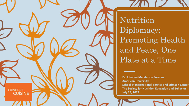 nutrition diplomacy promoting health and peace one plate
