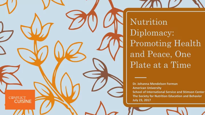 nutrition diplomacy promoting health and peace one plate