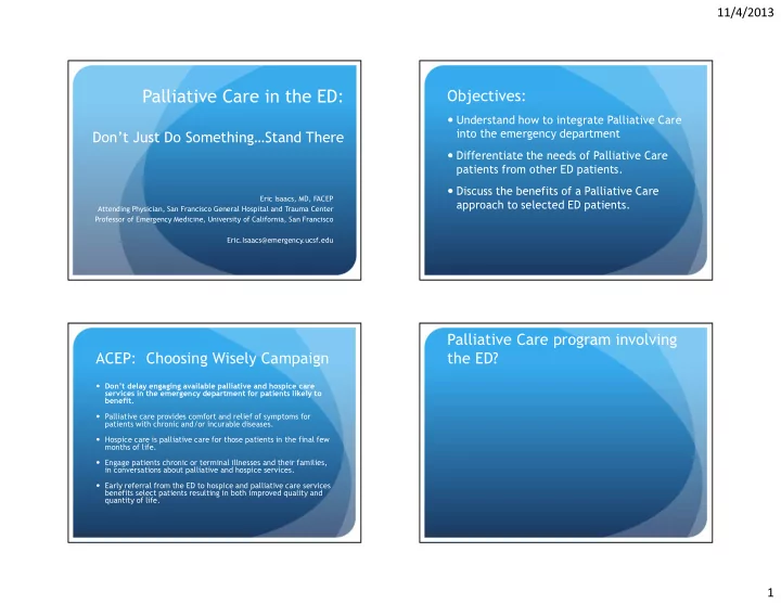 palliative care in the ed