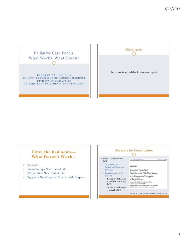 palliative care pearls what works what doesn t