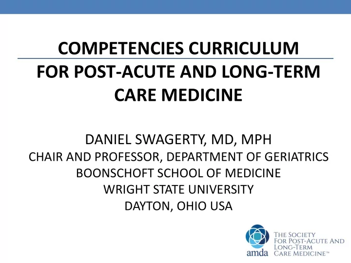 for post acute and long term