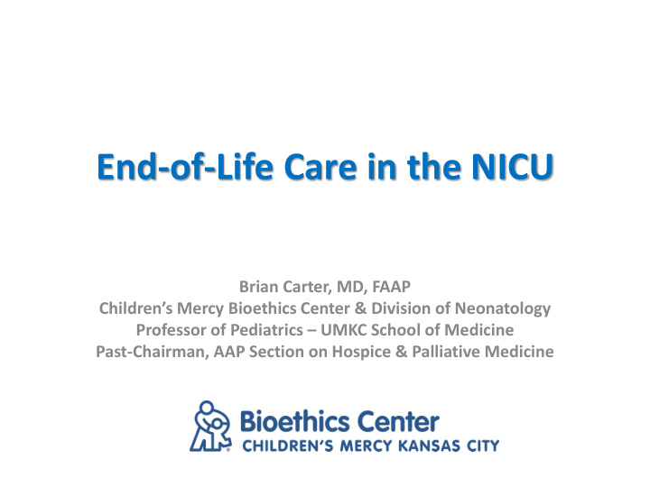 end of life care in the nicu