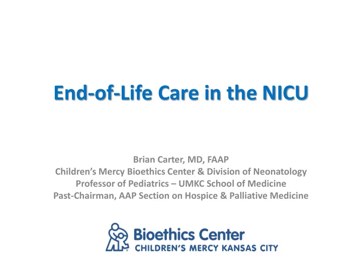 end of life care in the nicu