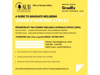 STRESS  AUB  B Counselin  nseling  g Center  er  Ola Ataya - AUB Student Counseling Center  2