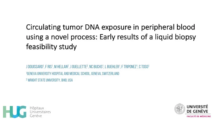 ci circulating t g tumor or d dna e a expos osure i in p