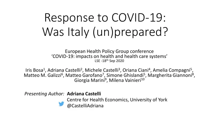 response to covid 19