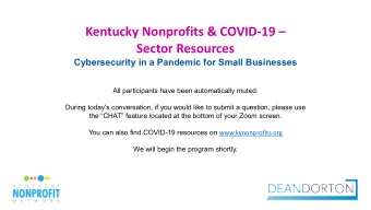 Kentucky Nonprofits &amp; COVID-19   Sector Resources  Cybersecurity in a Pandemic for Small