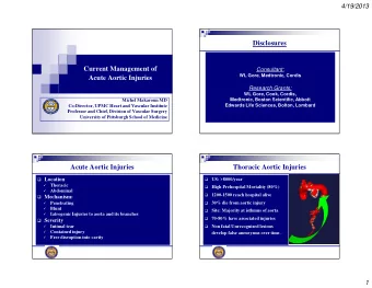 Disclosures  Current Management of  Consultant:  WL Gore, Medtronic, Cordis  Acute Aortic Injuries