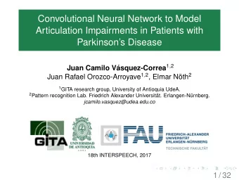 Convolutional Neural Network to Model  Articulation Impairments in Patients with  Parkinsons