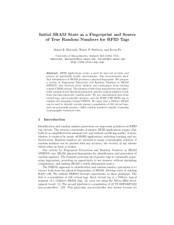 Initial SRAM State as a Fingerprint and Source  of True Random Numbers for RFID Tags  Daniel E.