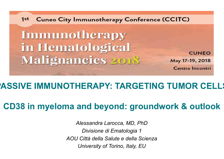 passive immunotherapy targeting tumor cells cd38 in