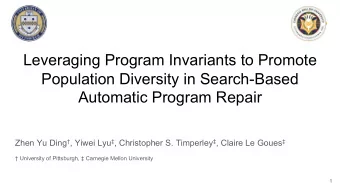 Leveraging Program Invariants to Promote  Population Diversity in Search-Based  Automatic Program