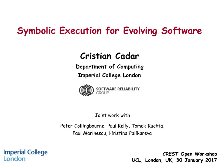 symbolic execution for evolving software