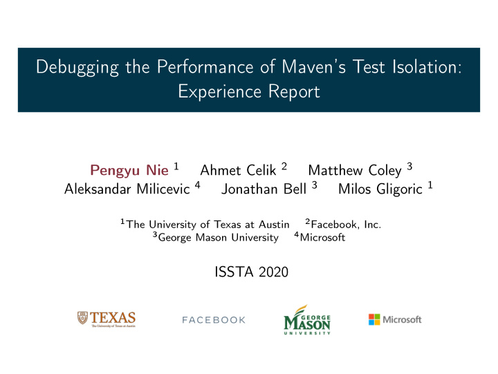 debugging the performance of maven s test isolation