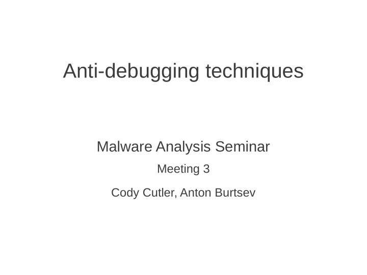 anti debugging techniques