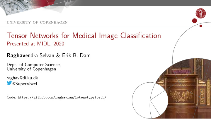 tensor networks for medical image classification