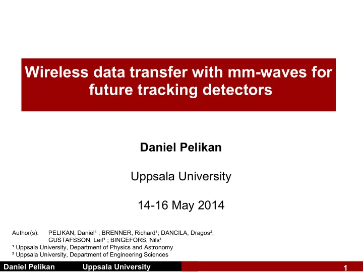 wireless data transfer with mm waves for future tracking