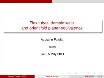 Flux tubes, domain walls  and orientifold planar equivalence  Agostino Patella  CERN  GGI, 5 May