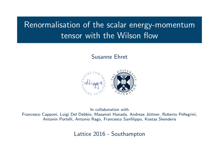renormalisation of the scalar energy momentum tensor with