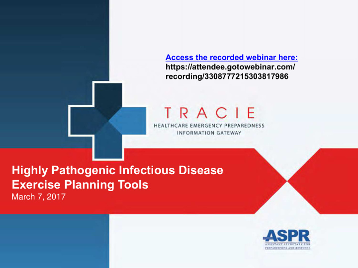 highly pathogenic infectious disease exercise planning