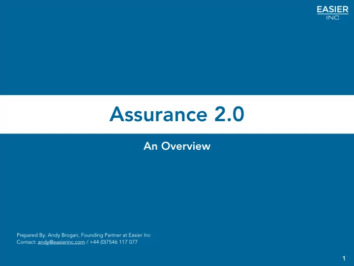 assurance 2 0