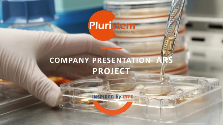 company presentation ars project forward looking statement