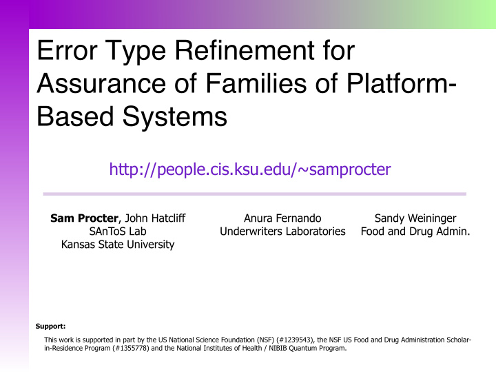 error type refinement for assurance of families of