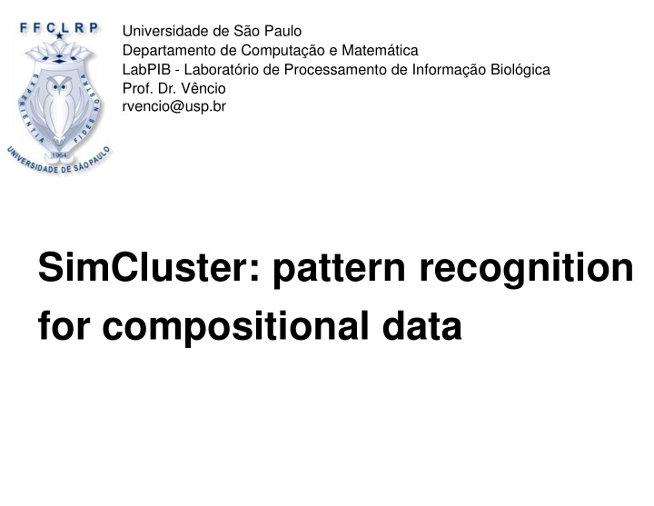 simcluster pat simcluster pat attern recognition attern