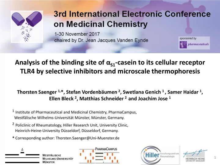 analysis of the binding site of s1 casein to its cellular