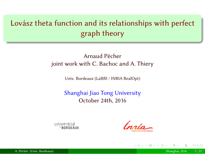 lov sz theta function and its relationships with perfect