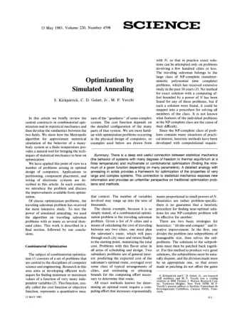 SCIENCE 13 May 1983, Volume 220, Number 4598 with N, so that in practice exact solu-  tions can be